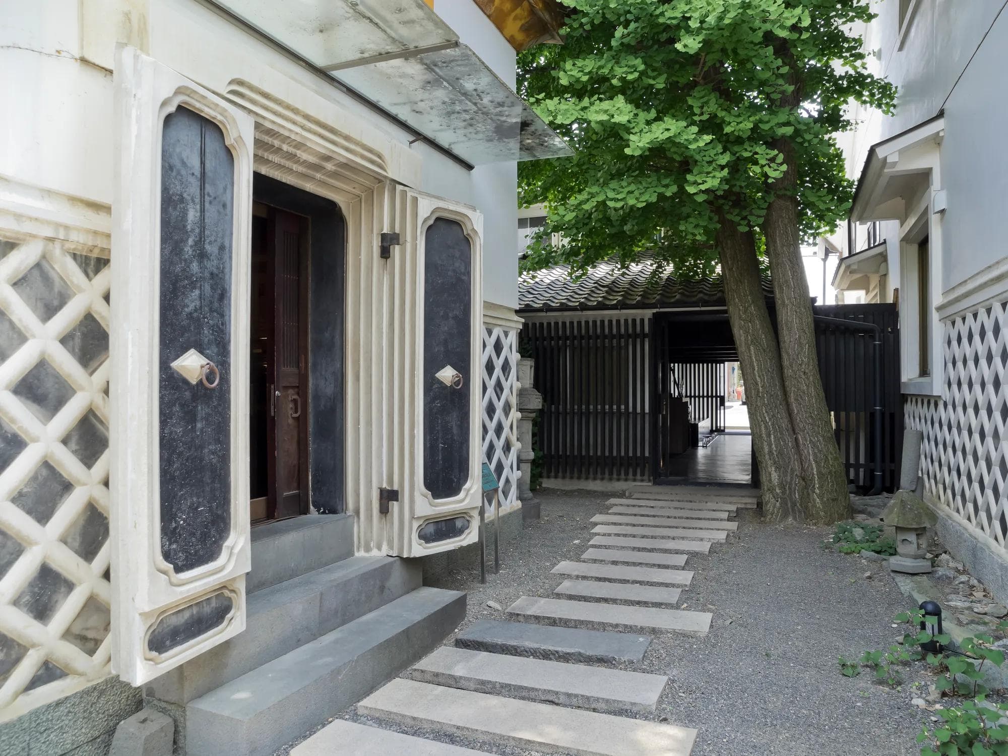 Entrance of Hikariya-Nishi restaurant in Matsumoto, Japan